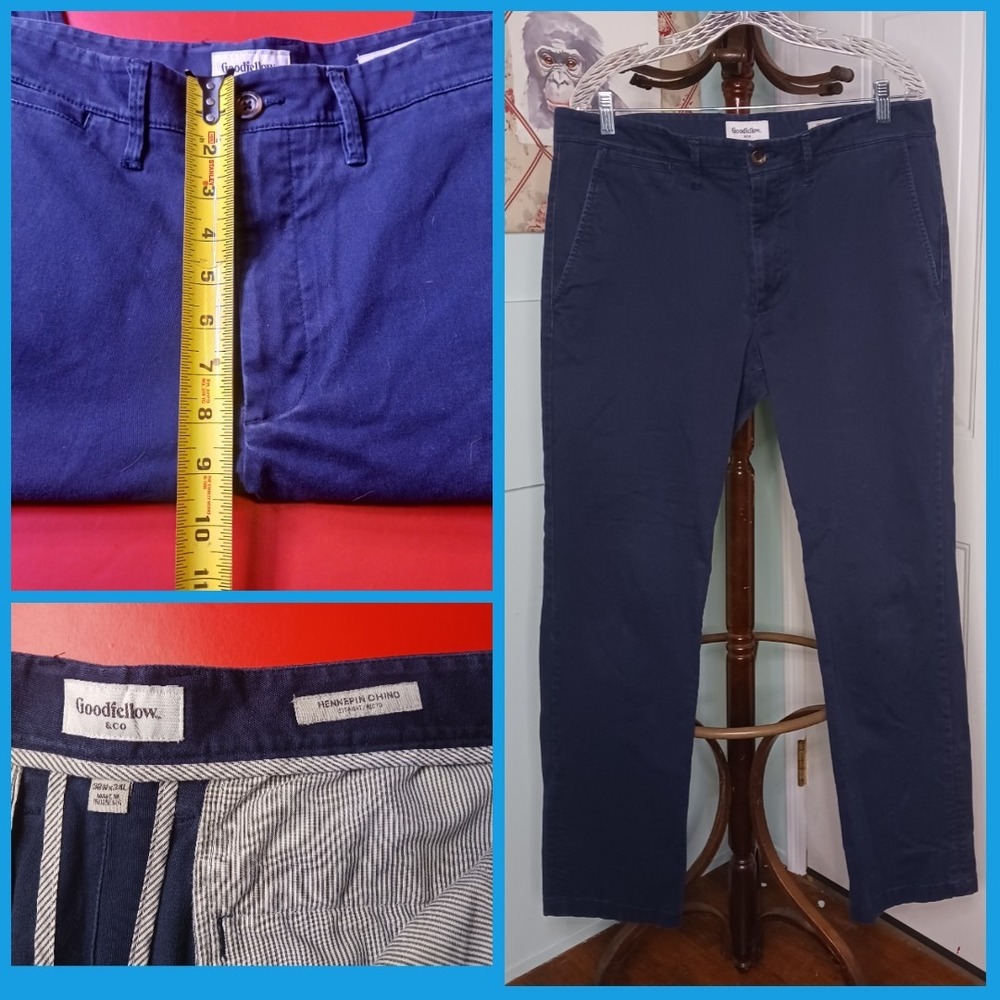 GOODFELLOW & CO Hennepin Chino Pants Men's 36 x 34 Blue Straight Leg  Classic